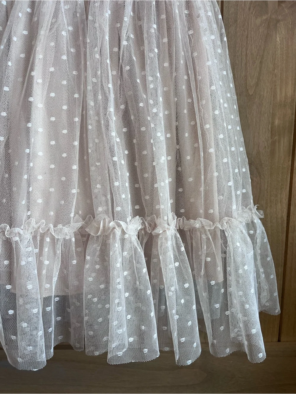 Joyfolie Cream Dot Tulle Tiered Dress - size 5